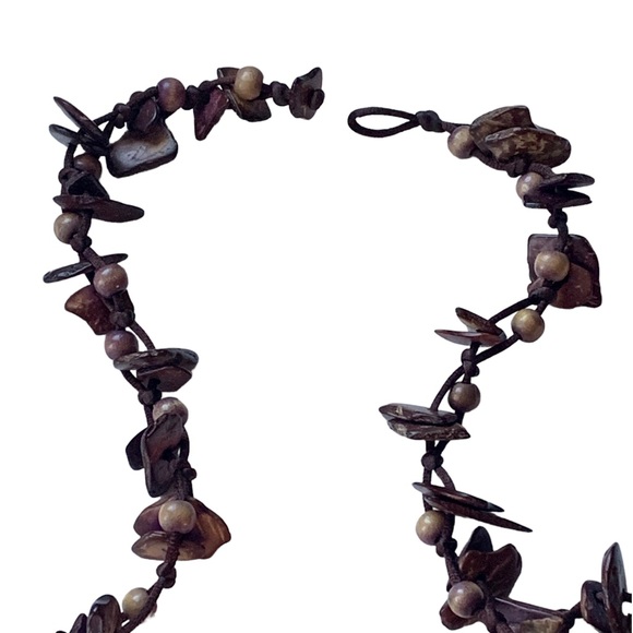 Belt/Necklace Coconut Shell Bead Flower Boho Bohemian Hippie Tropical Jewelry - Picture 3 of 14